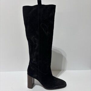 San Marina Women’s Black Suede Knee High Boots, Size EUR 37, US 6.5 M